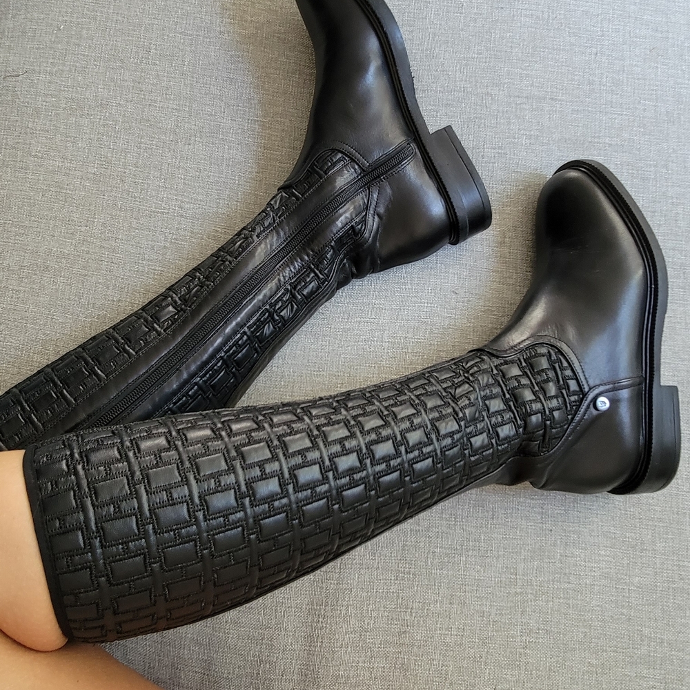 Leather Knee High Leather Boots - Picture 2 of 7